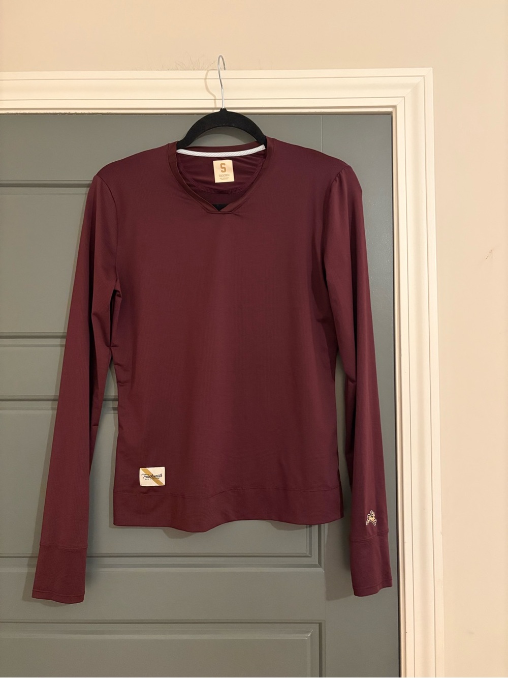 Tracksmith Long Sleeve Running Performance Top Maroon Size Small